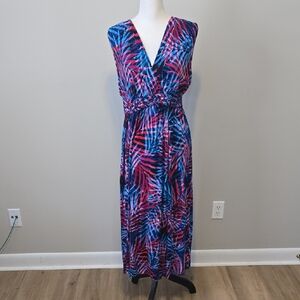 Apt. 9 Women's Tropical Print Maxi Dress - Blue and Red